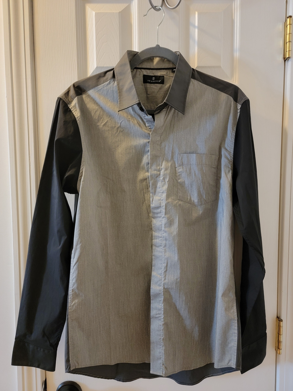 7 Diamonds Men's Gray and Black Dress Shirt